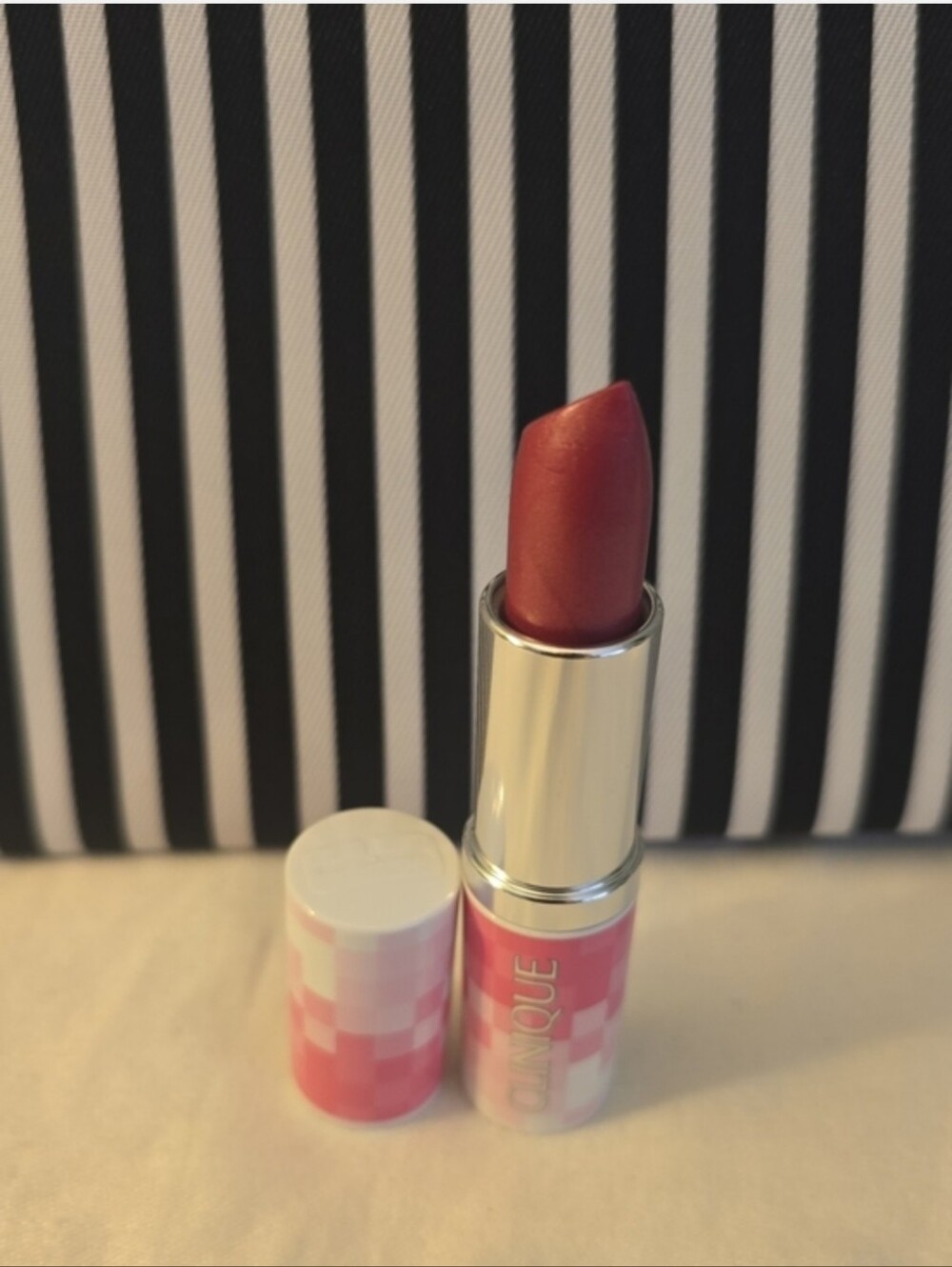 Clinique X Kate Spade Striped Cosmetic Pouch & Clinique    Love Pop Lipstick - Picture 2 of 6
